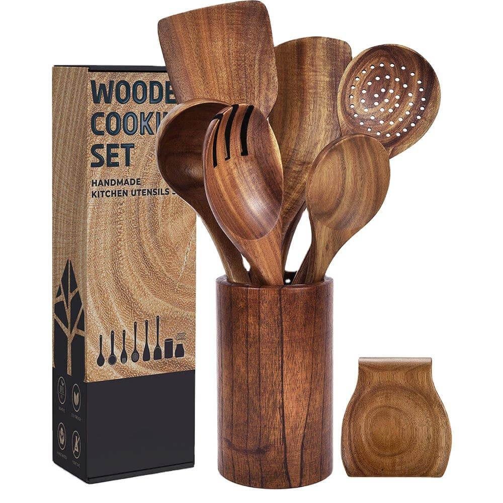 kitchen utensil set with holder