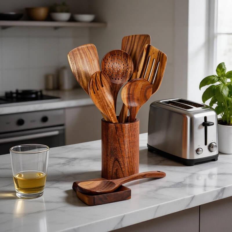 wooden utensil set